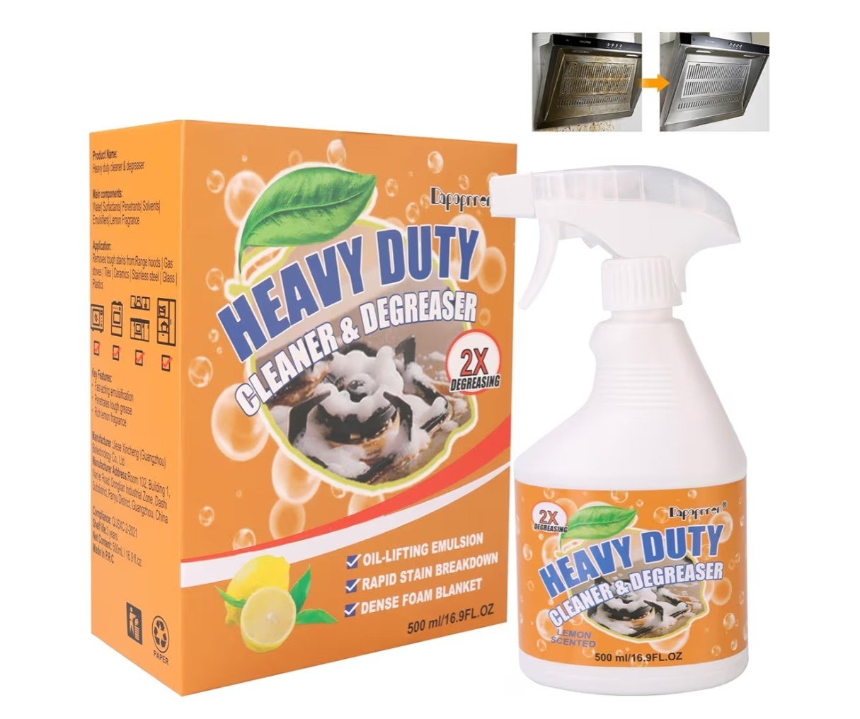 500ml Powerful Kitchen Degreaser Foam Spray – Heavy Duty Cleaning Spray B40