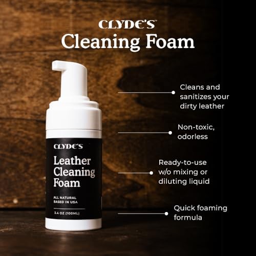 Clyde’s Leather Cleaning Foam | Quick Foaming Leather Cleaner for Furniture,