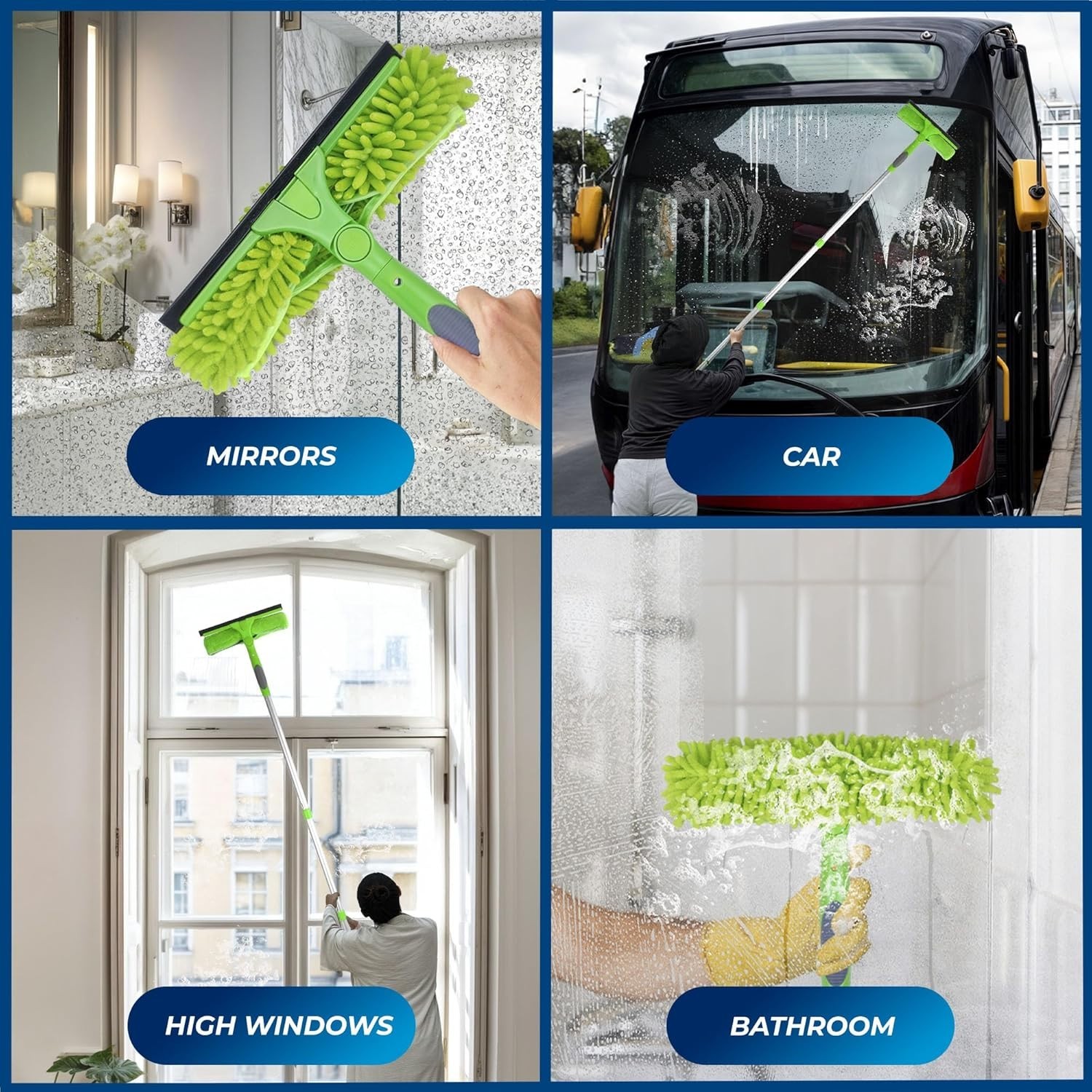 2-in-1 Window Squeegee & Microfiber Scrubber for Solar Panels & RVs
