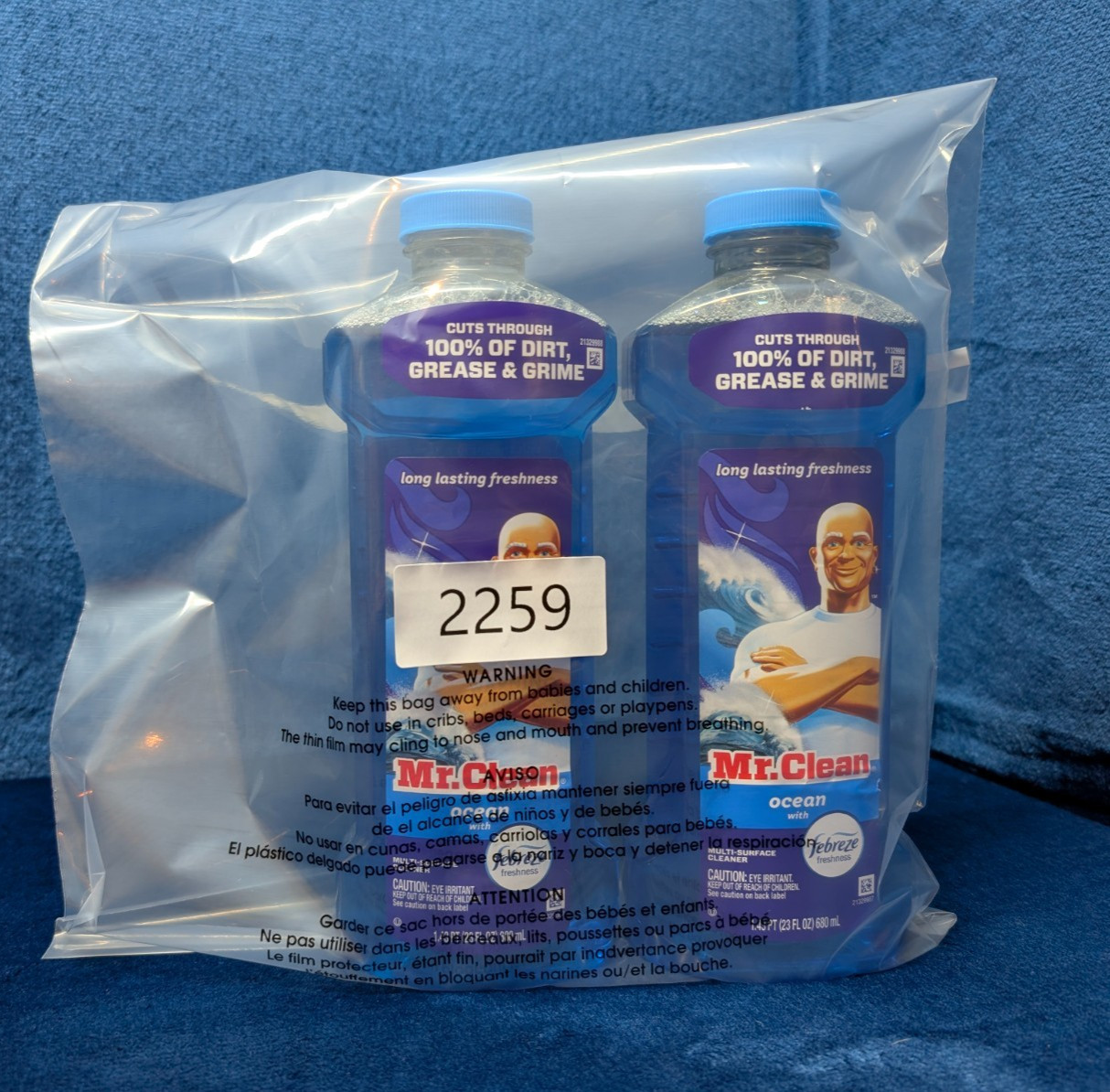 2 – 23oz Mr. Clean Multi Surface Cleaner Febreze Ocean Household Scent