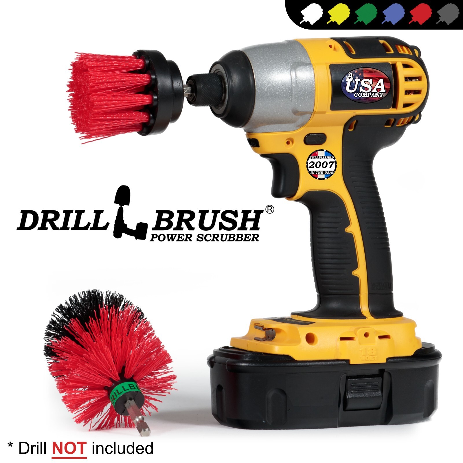 Drill Brush Cordless Drill Power Outdoor Scrub Brush Kit – Deck, Patio, Concrete