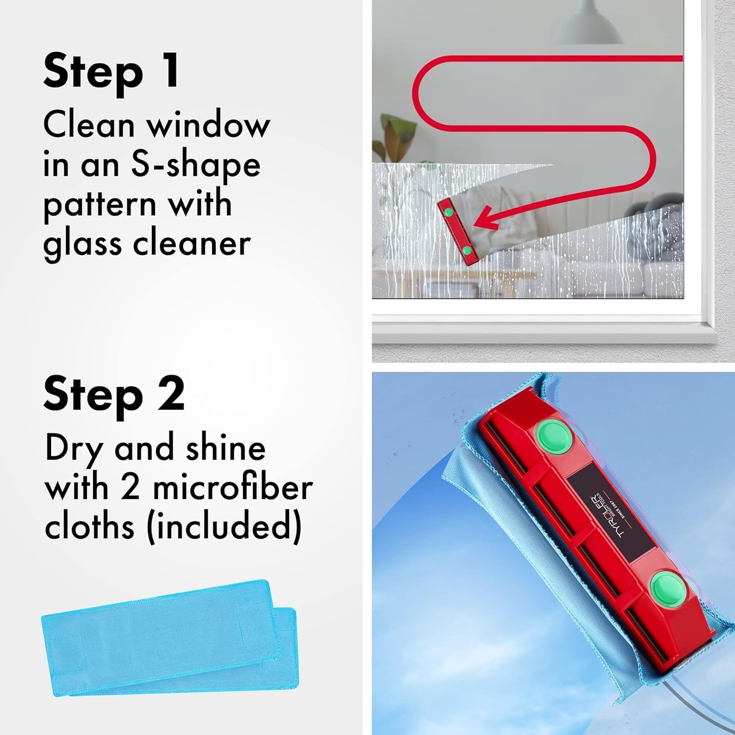 Magnetic Window Cleaner Tool for Double-Glazed Windows 0.8-1.1 Inch Thickness