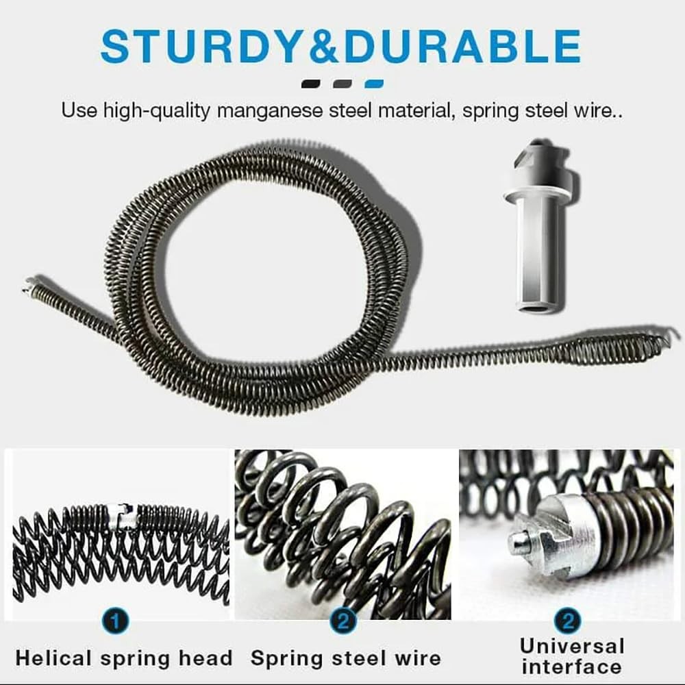 6.5FT (1.5M) Heavy Duty Deep Reach Drain Snake, No Plumber Needed Navigates U…