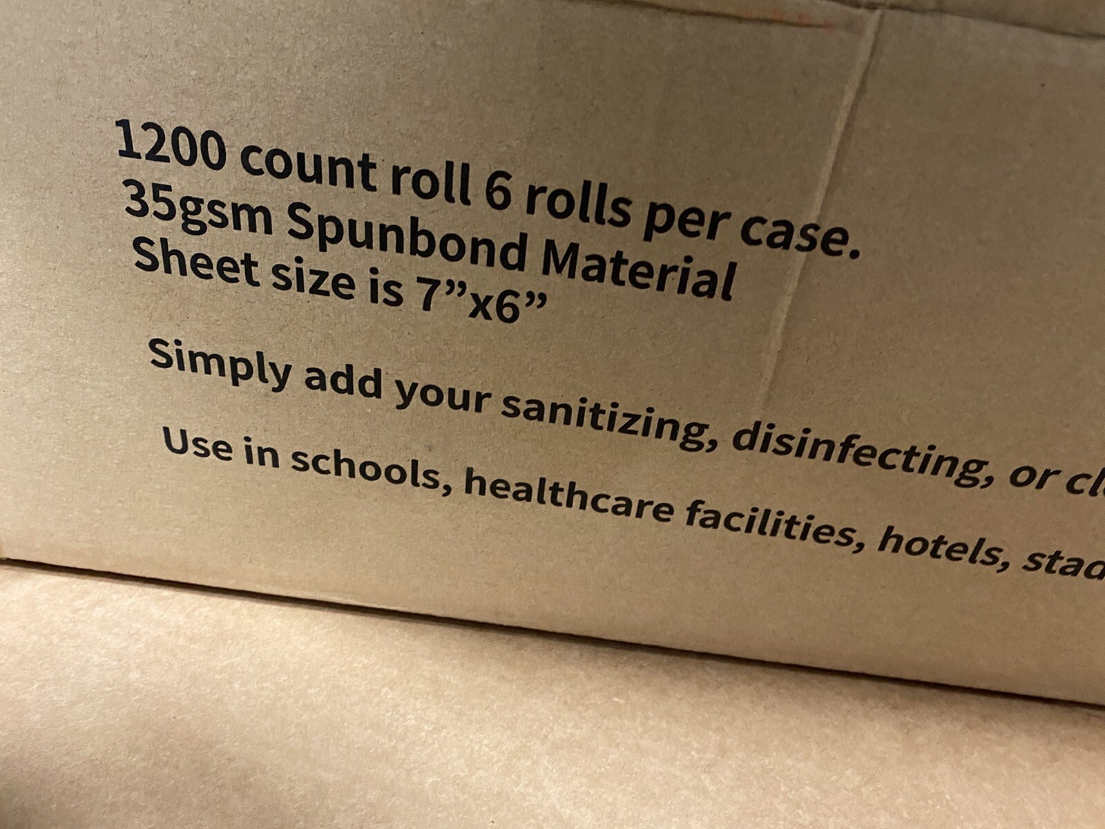 Case Of 6 Dry Rolls Dry 1200 Sheet Each Roll Spunbond 7” X 6” 7200 Total Sheets