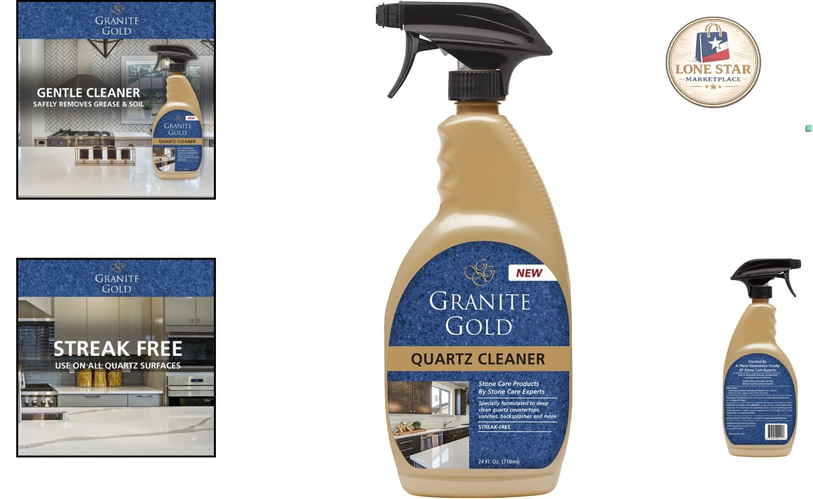 Gentle pH Neutral Quartz Cleaner Spray – Safe for All Quartz Surfaces, 24 Fl Oz