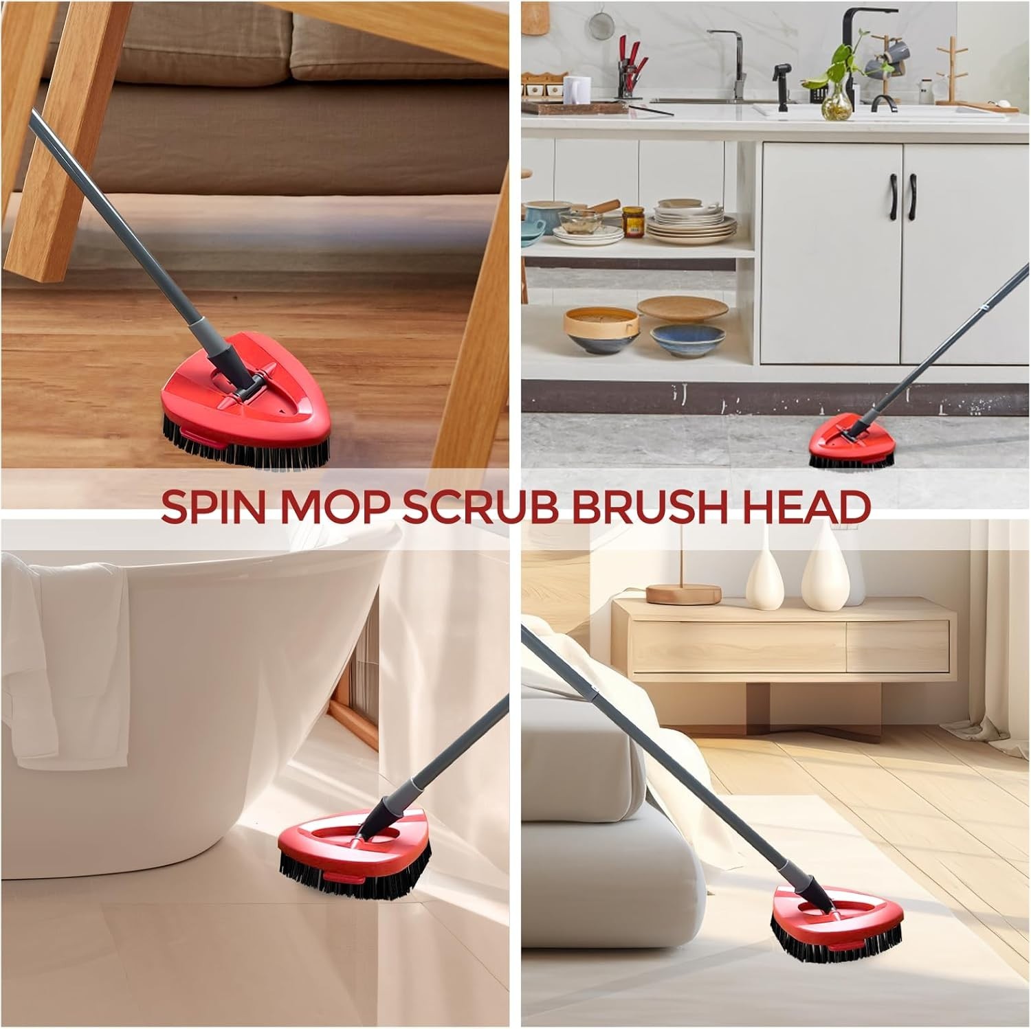Superior 2-Pack Spin Mop Scrub Brush Heads for EasyWring Systems – Hard Bristle