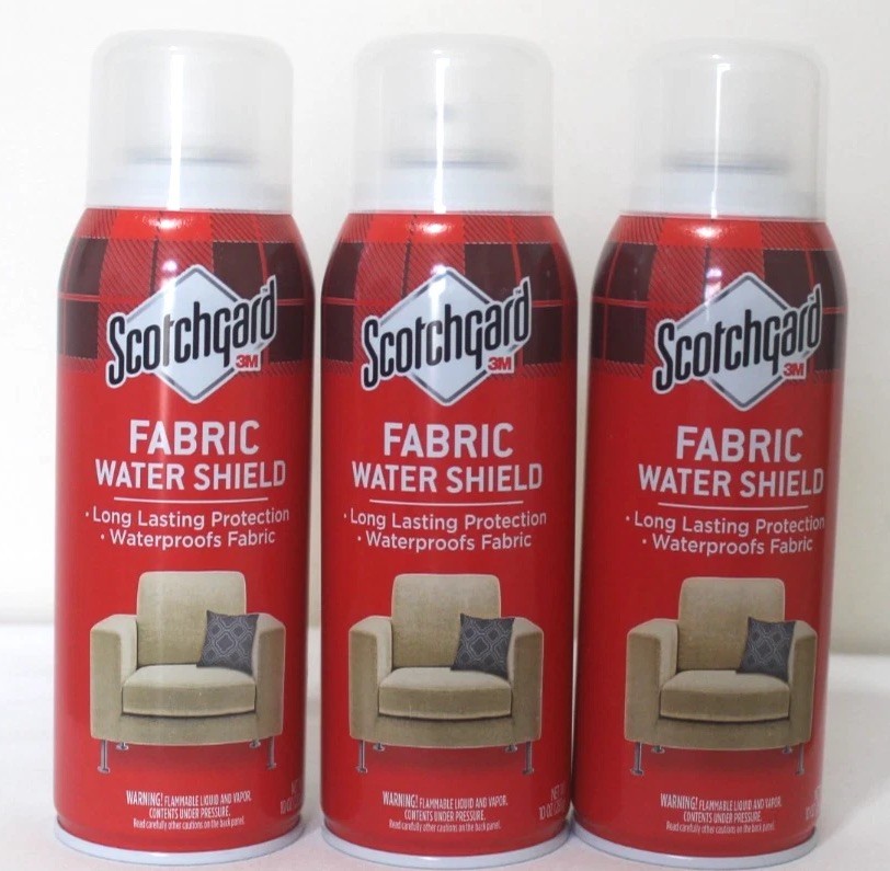 3 X Scotchgard Fabric Upholstery Water Shield Waterproof Protector 10 oz Each