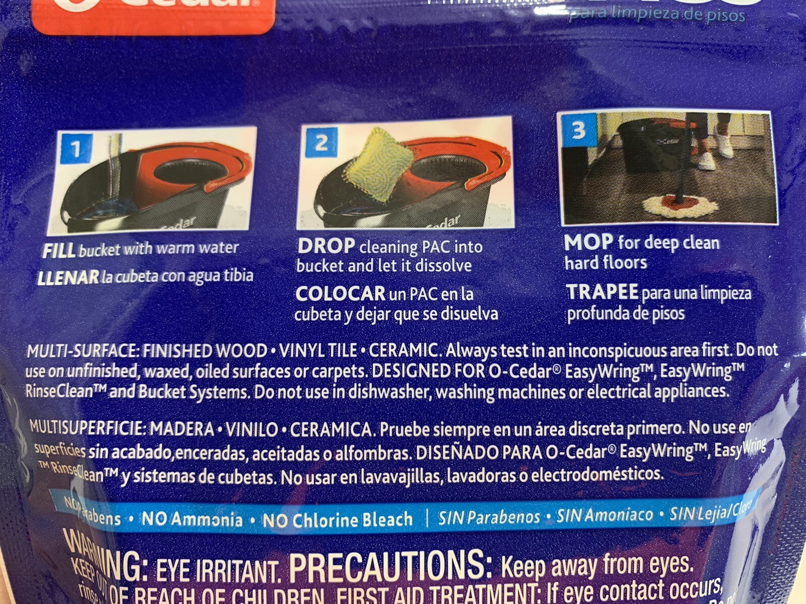 4 Packs NEW O-Cedar PACS Hard Floor Cleaner, Crisp Citrus Scent (10-Count ea=40)