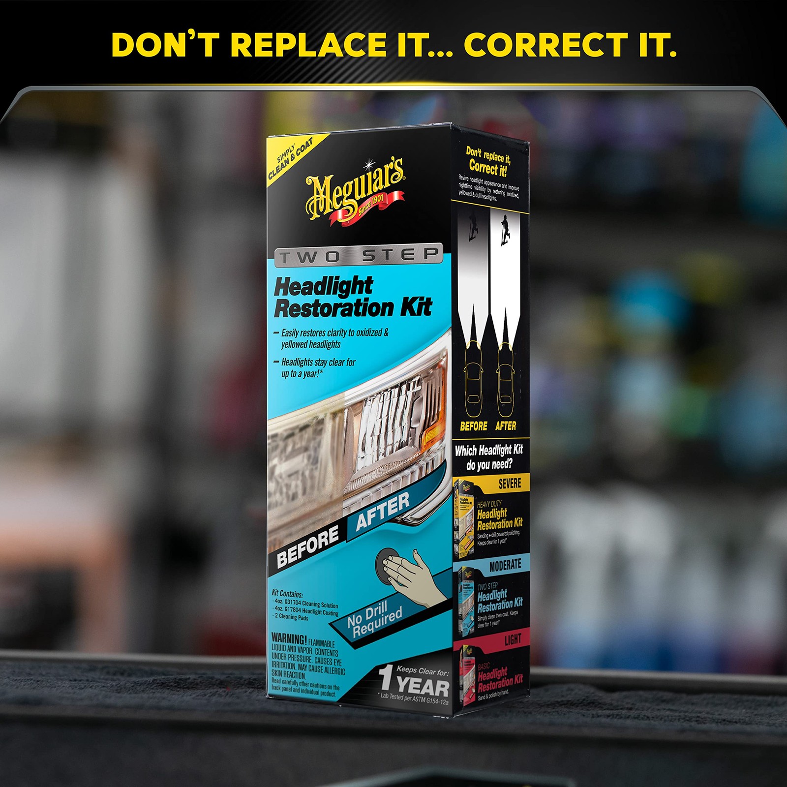 Meguiar’s Two Step Headlight Restoration Kit For Clear Brighter Headlights