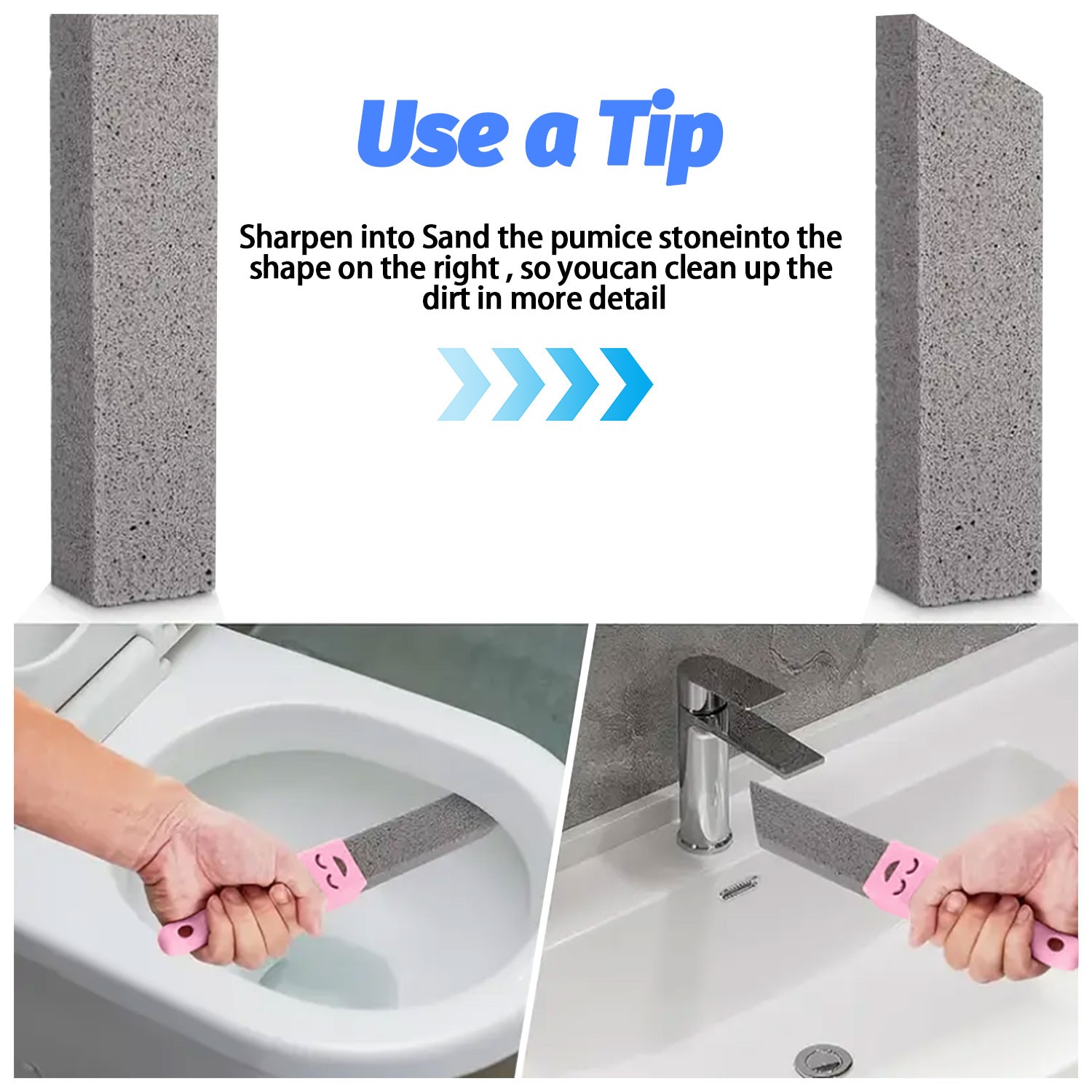 5Pcs Bathroom Pumice Stone Toilet Brush Kit Rust Limescale Remove Cleaning Tools