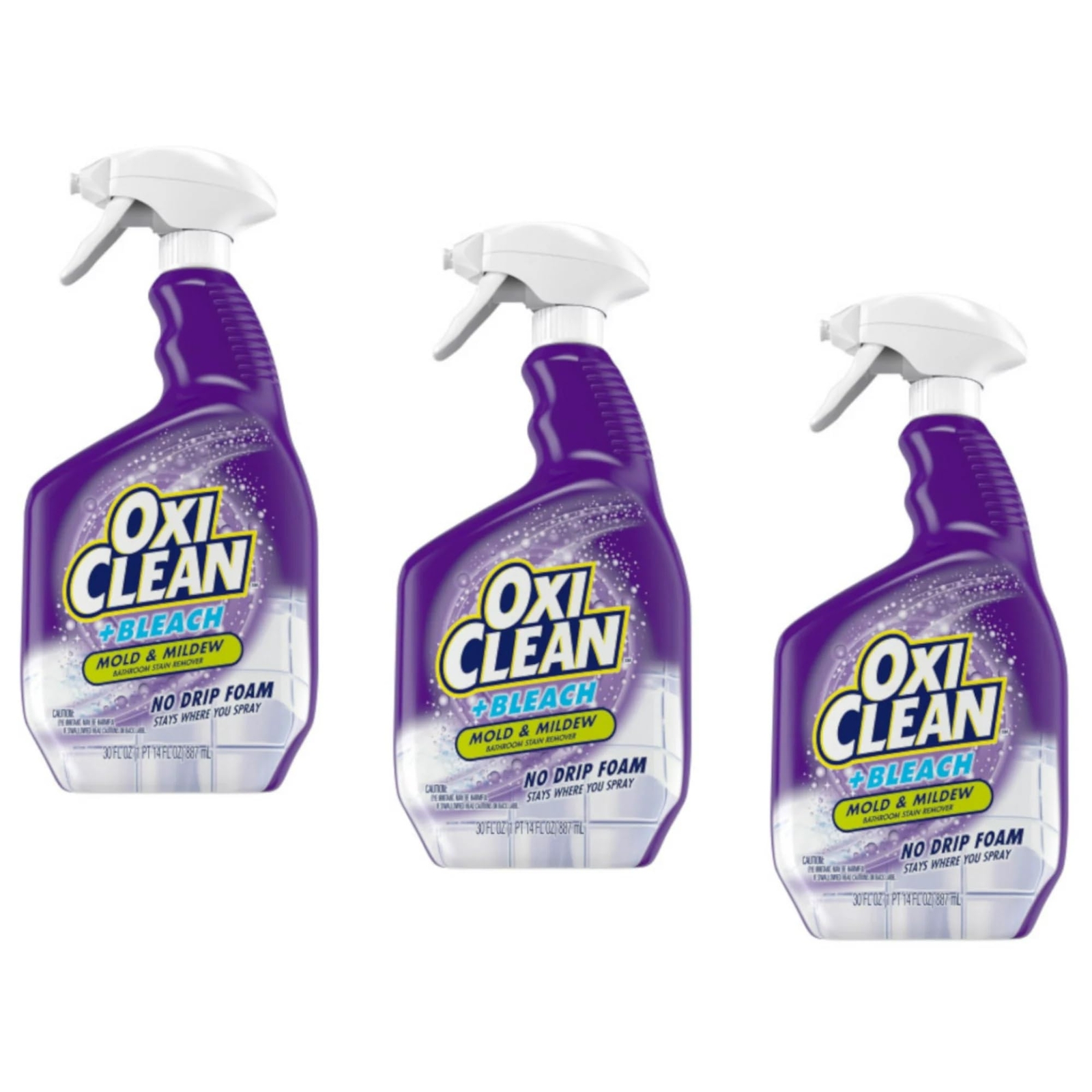 OxiClean Bathroom Cleaner 30 Fl Oz Pack of 3 Tough Bleach Foam Stain Remover