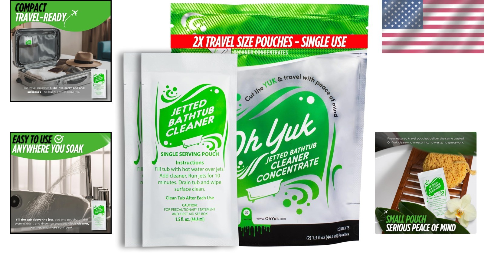 Jetted Tub Cleaner Concentrate – Quick, Powerful Cleaning in Travel Pouches