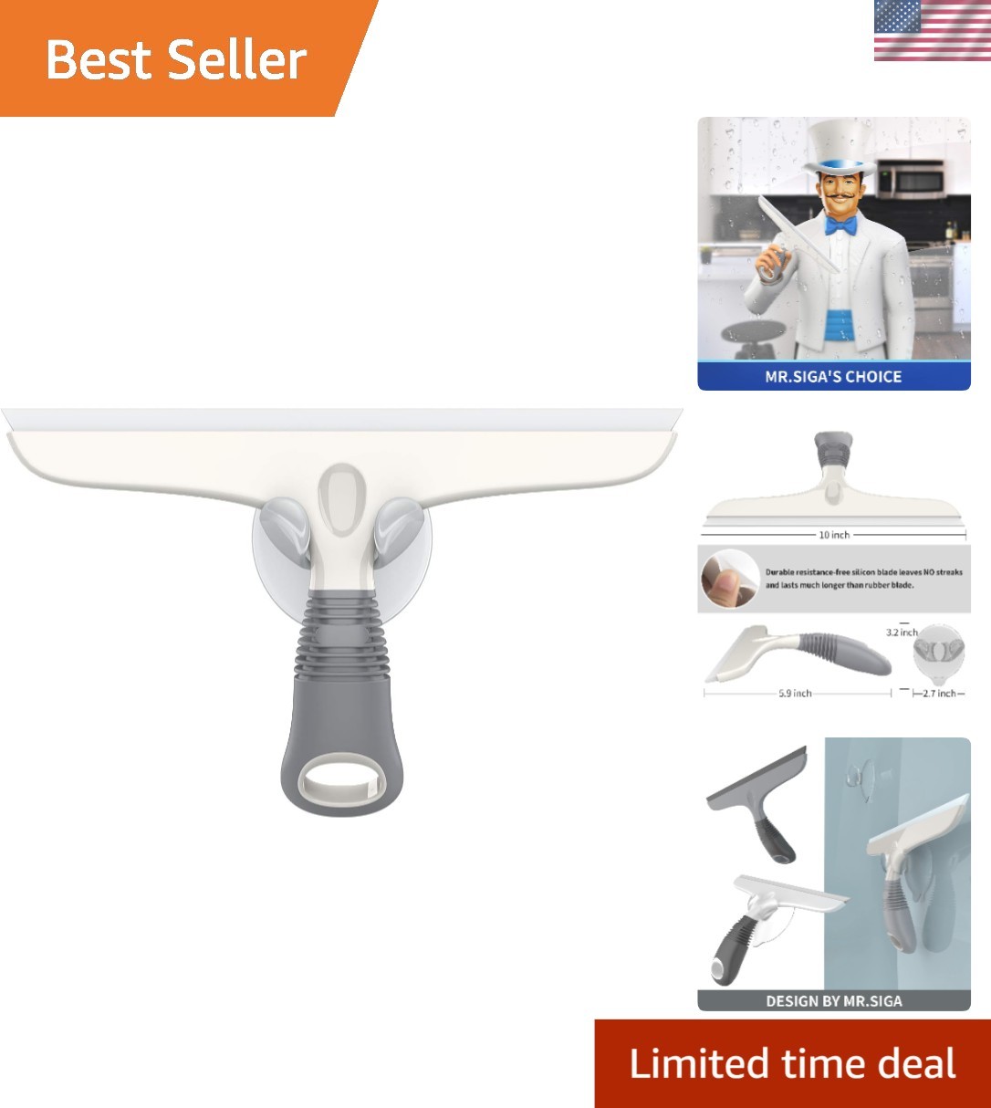 Multi-Purpose Silicon Squeegee for Window, Glass, Shower Door, Car Windshield…