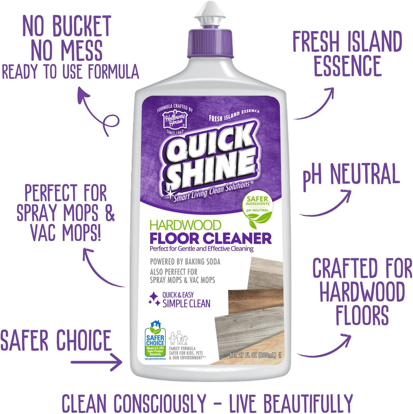 Quick Shine Hardwood Cleaner & Polish 27 Oz 2 Pack Carnauba Wood Floor Care