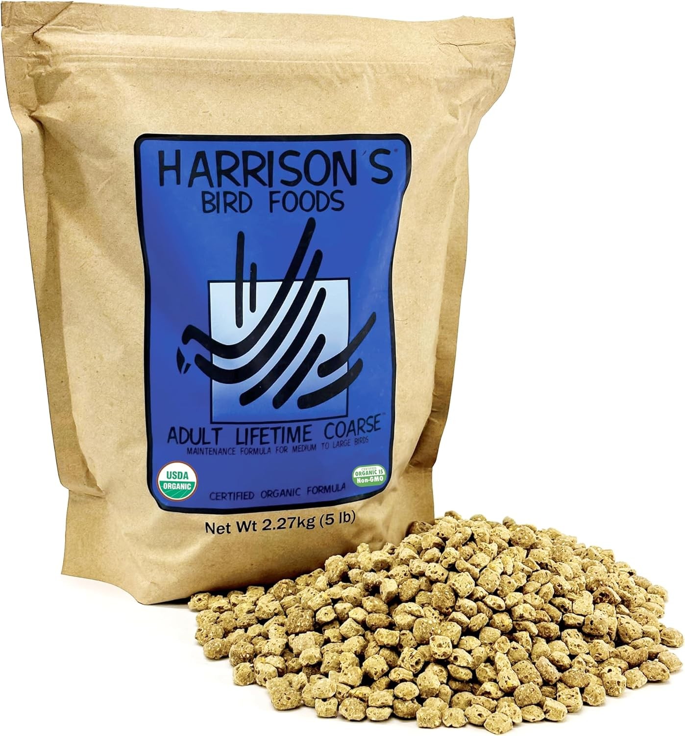 Harrison’s Bird Foods Adult Lifetime Coarse Certified Organic Non-GMO Daily Ma