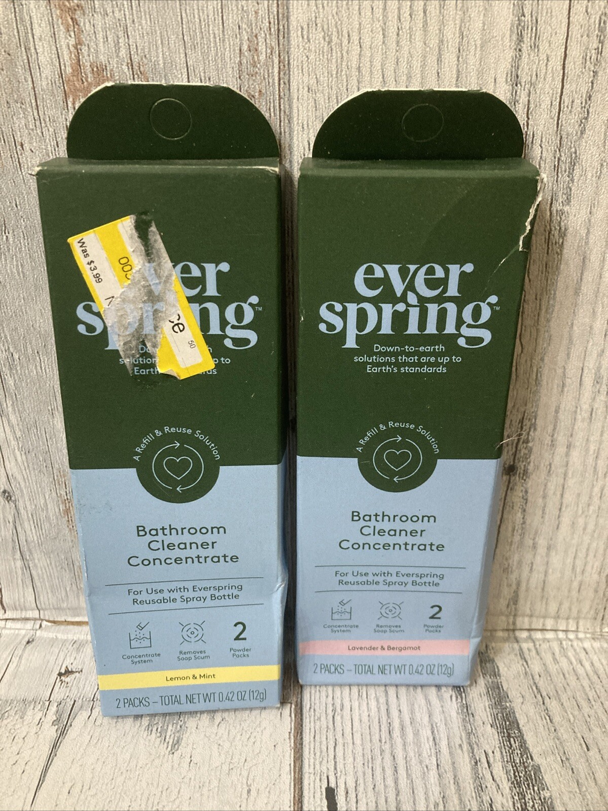 Lot Of 2 Everspring Bathroom Cleaner Concentrates Lemon Mint & Lavender Bergamot