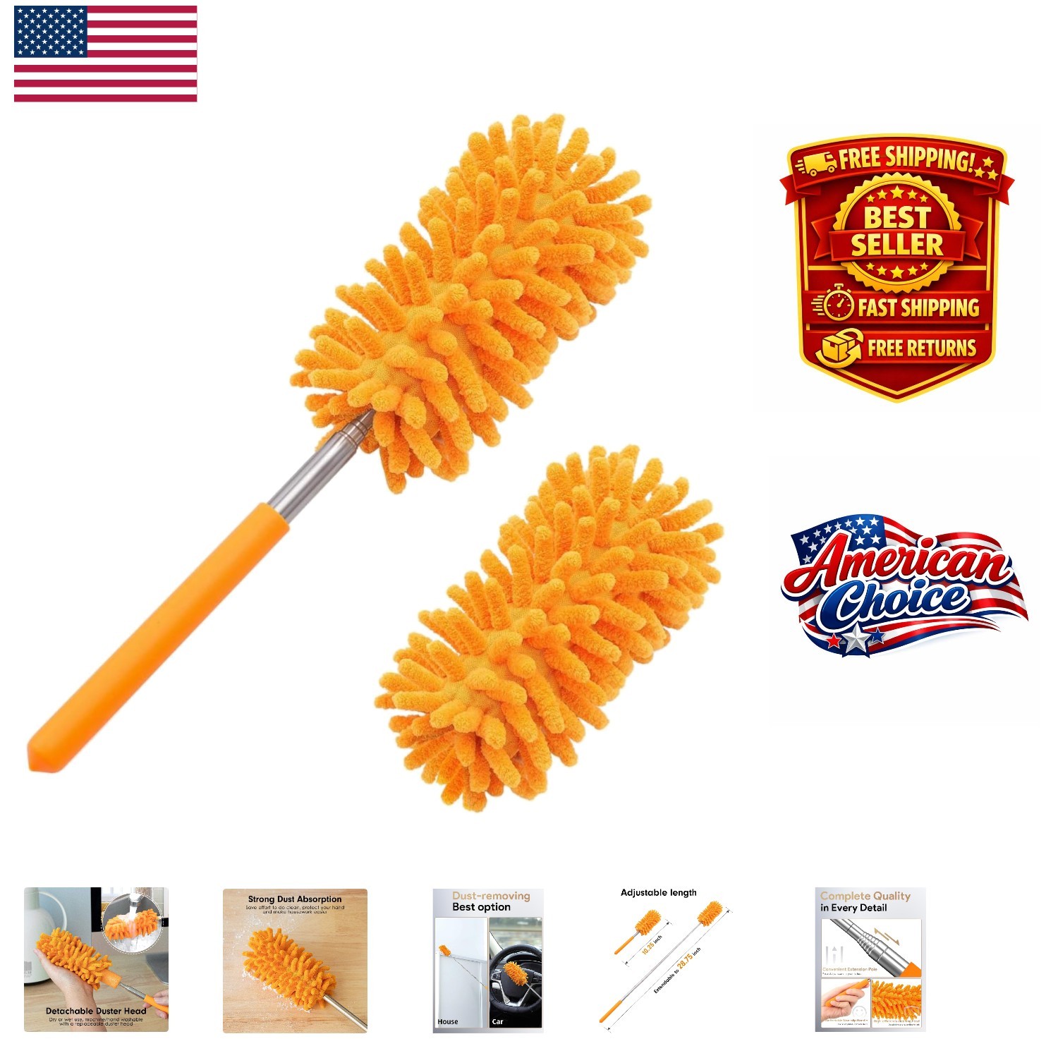 2-Pack Microfiber Dusting Set: Hand Washable & Perfect for Windows, Cars & Fans