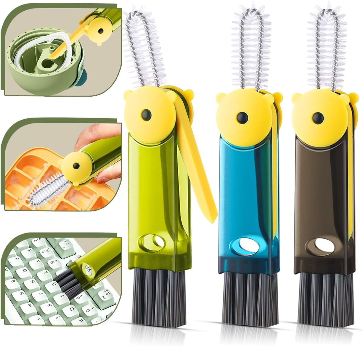 3 in 1 Cup Lid Cleaning Brush, Portable Cup Cleaner Brush, New Water Bottle Lid