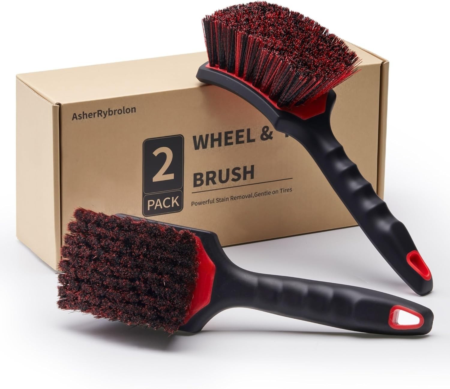 Car Wheel & Tire Brush Set, 2Pack Tire Brush and Wheel Rim Brush, Soft & Stif…