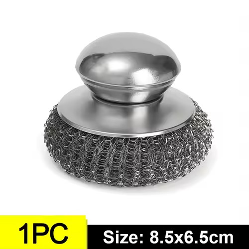 6 in 1 Stainless Steel Scrubber Brush Kitchen Cleaning Brush with Metal Handle