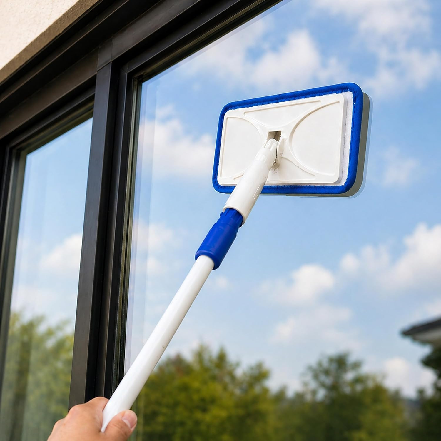 Speed Clean with 4Ft Pole and Extra Reusable Pads, Indoor Window Cleaner, Househ