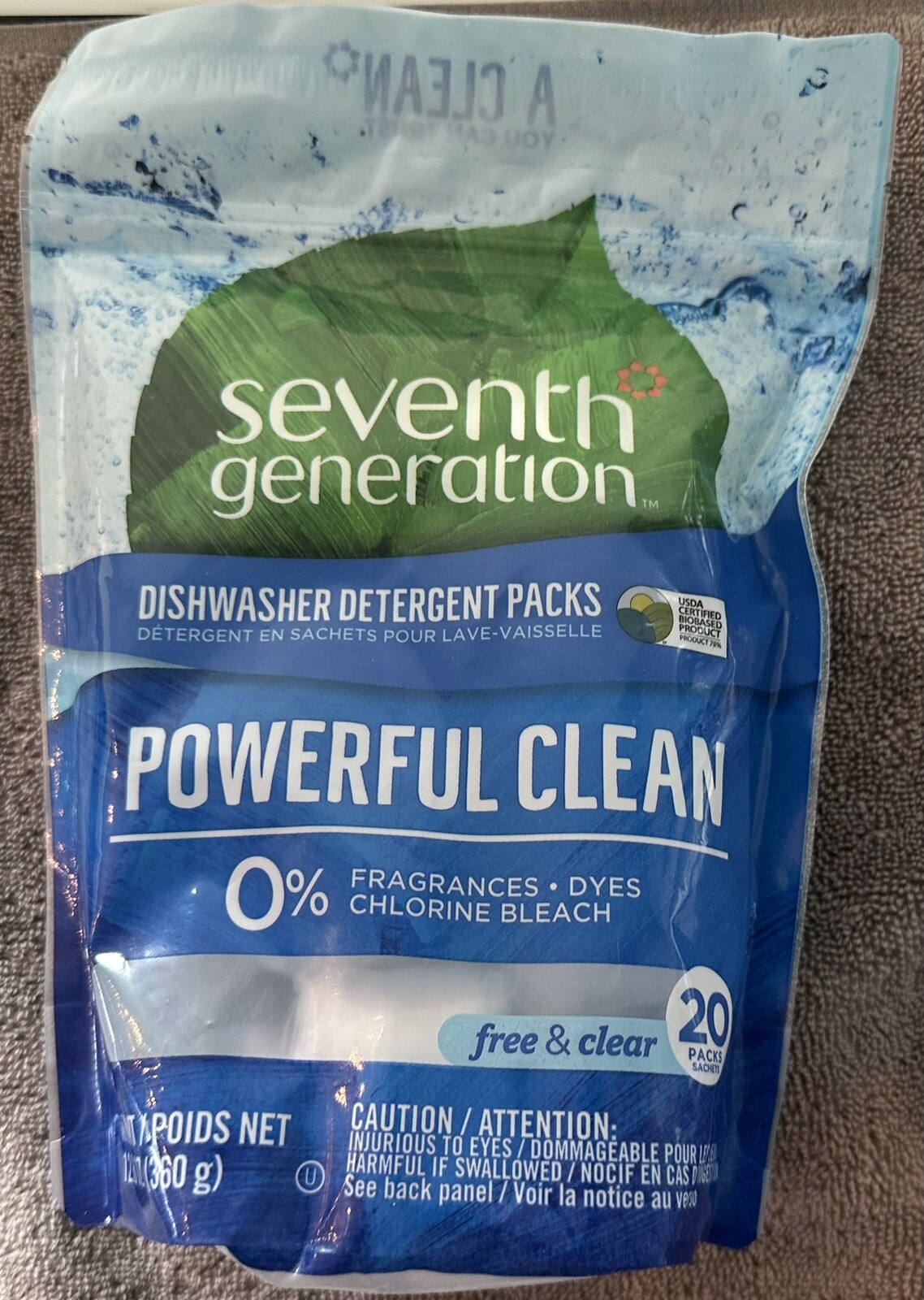 SEVENTH GENERATION: 2 Dishwasher Detergent: Free & Clean 20 Packs 12.6 Ounces FS