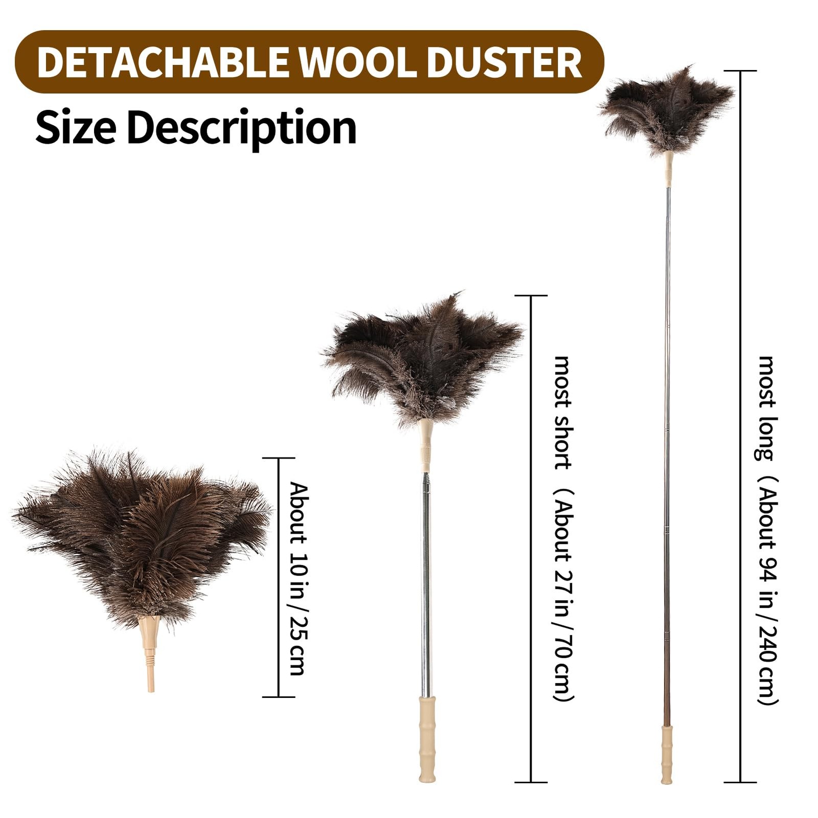 FeelfunFeather Extendable Cleaning Duster 94 Inch – Long Telescoping Ostrich …