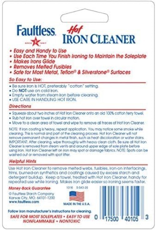 Non-Toxic Hot Iron Cleaner – Cleans Melted Fabrics & Starch at High Temperatures