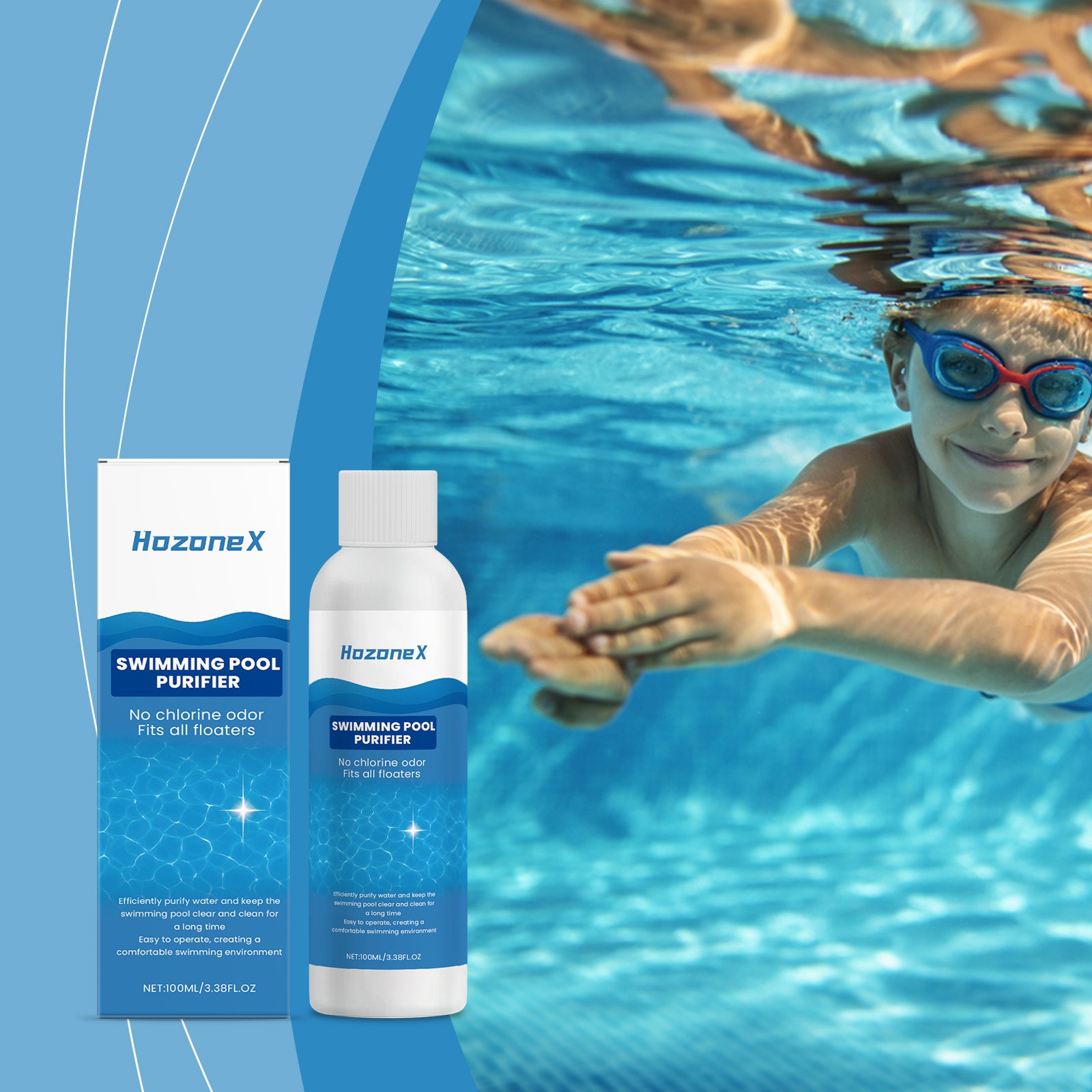 Hozonex Swimming Pool Purifier,Pro Pool Water Purifier Liquid,Removes Cloudiness