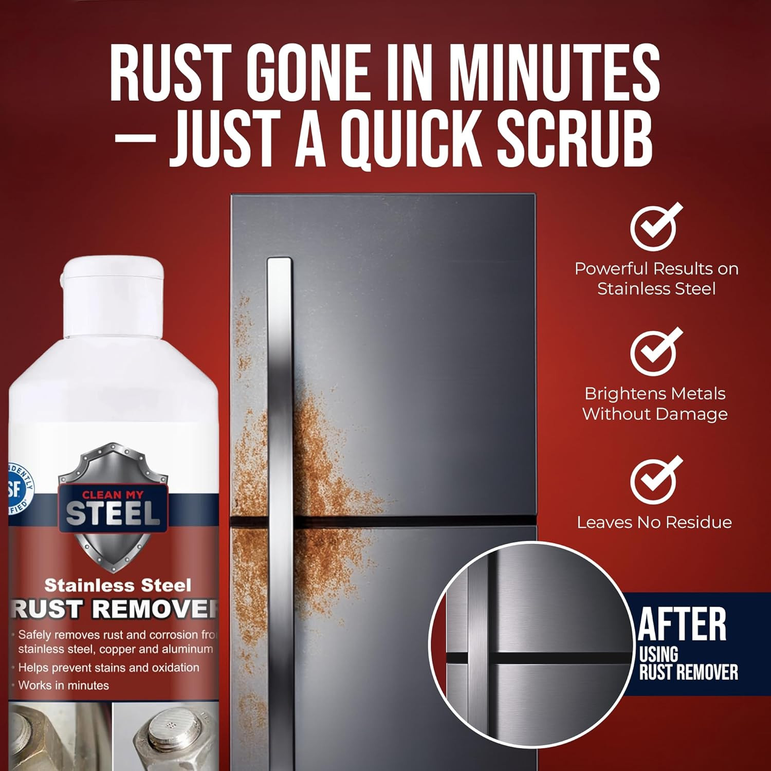 Stainless Steel Rust Remover and Stain Cleaner | 1 Liter | NSF Certified | Comme