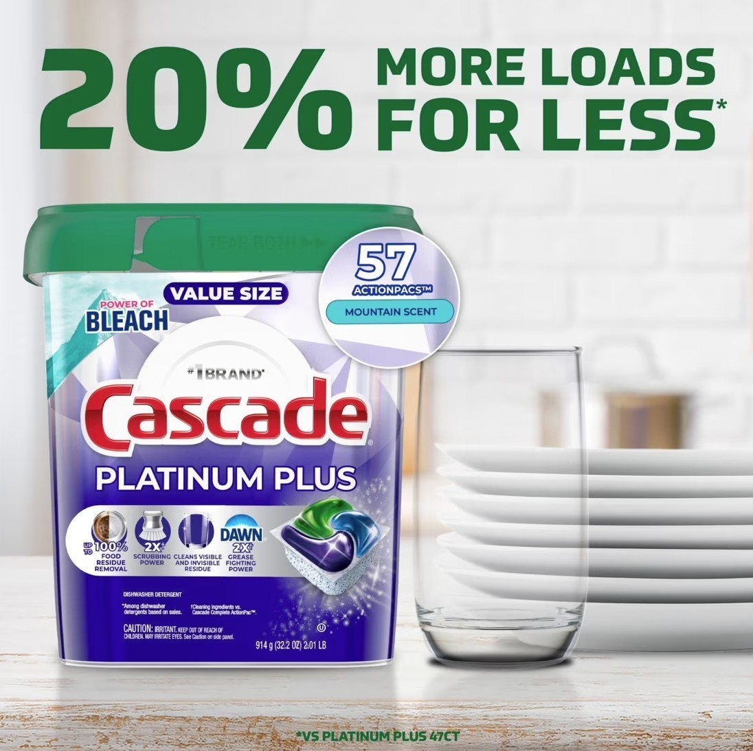 [SALE] 2 Pack Cascade Platinum Plus Dishwasher Detergent Pods Mountain 57 Count