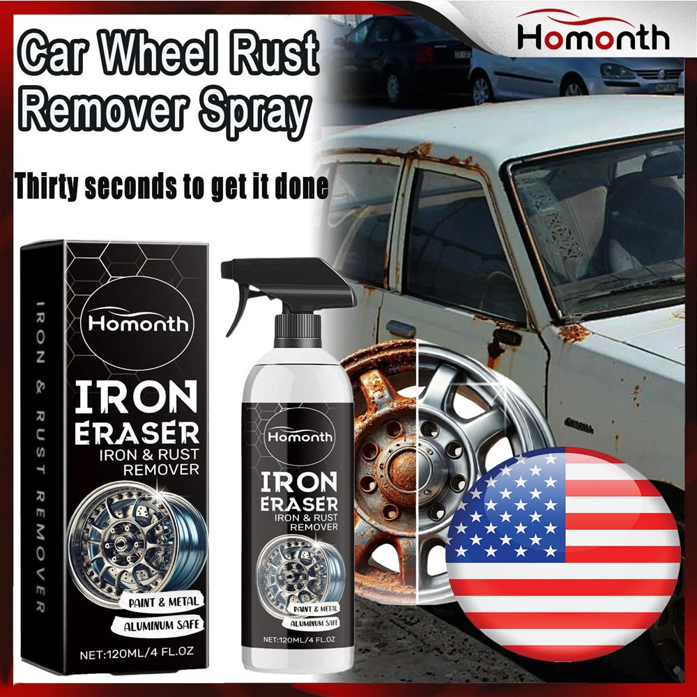 HOMONTH Iron Eraser Rust Remover Spray, Car Wheel Paint Brake Dust Fast Cleaner