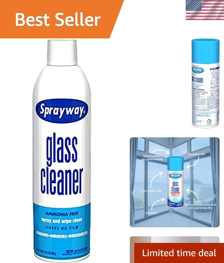 Eco-Friendly Ammonia-Free Glass Cleaner, 15 Oz Foaming Action for Spotless Shine