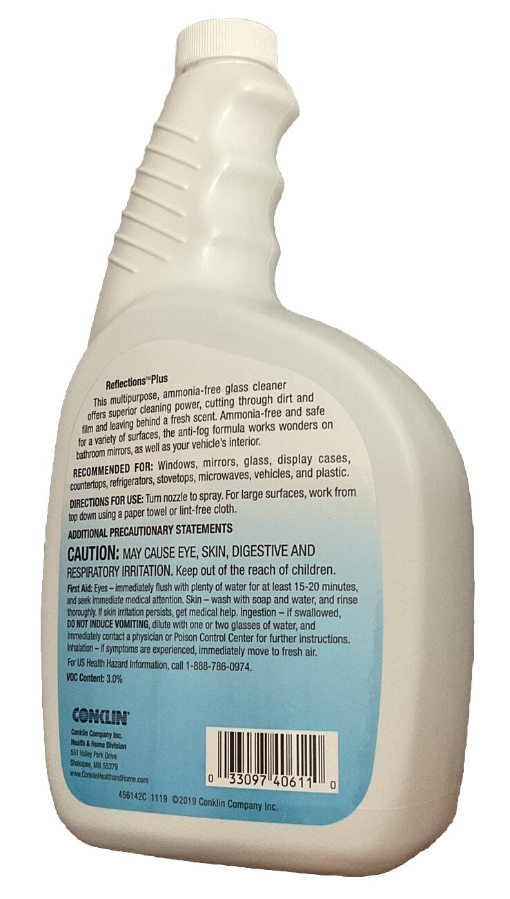 Reflections Plus Multipurpose Glass Cleaner, Anti-fog, Streak-free, Ammonia-free