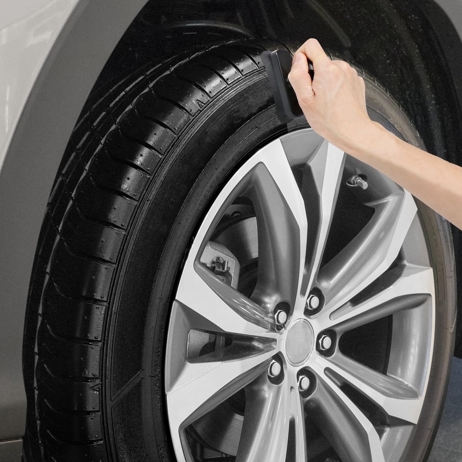 Tire Shine Applicator Brush with Curved Head 2 Pack for Detailing