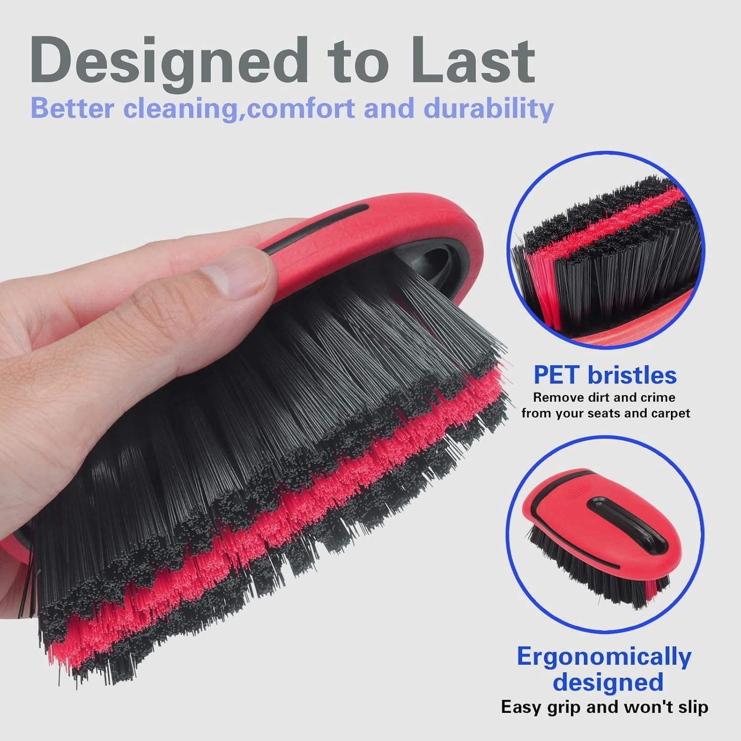 Compact Carpet Brush with Medium Firmness – Ideal for Upholstery & Vehicles