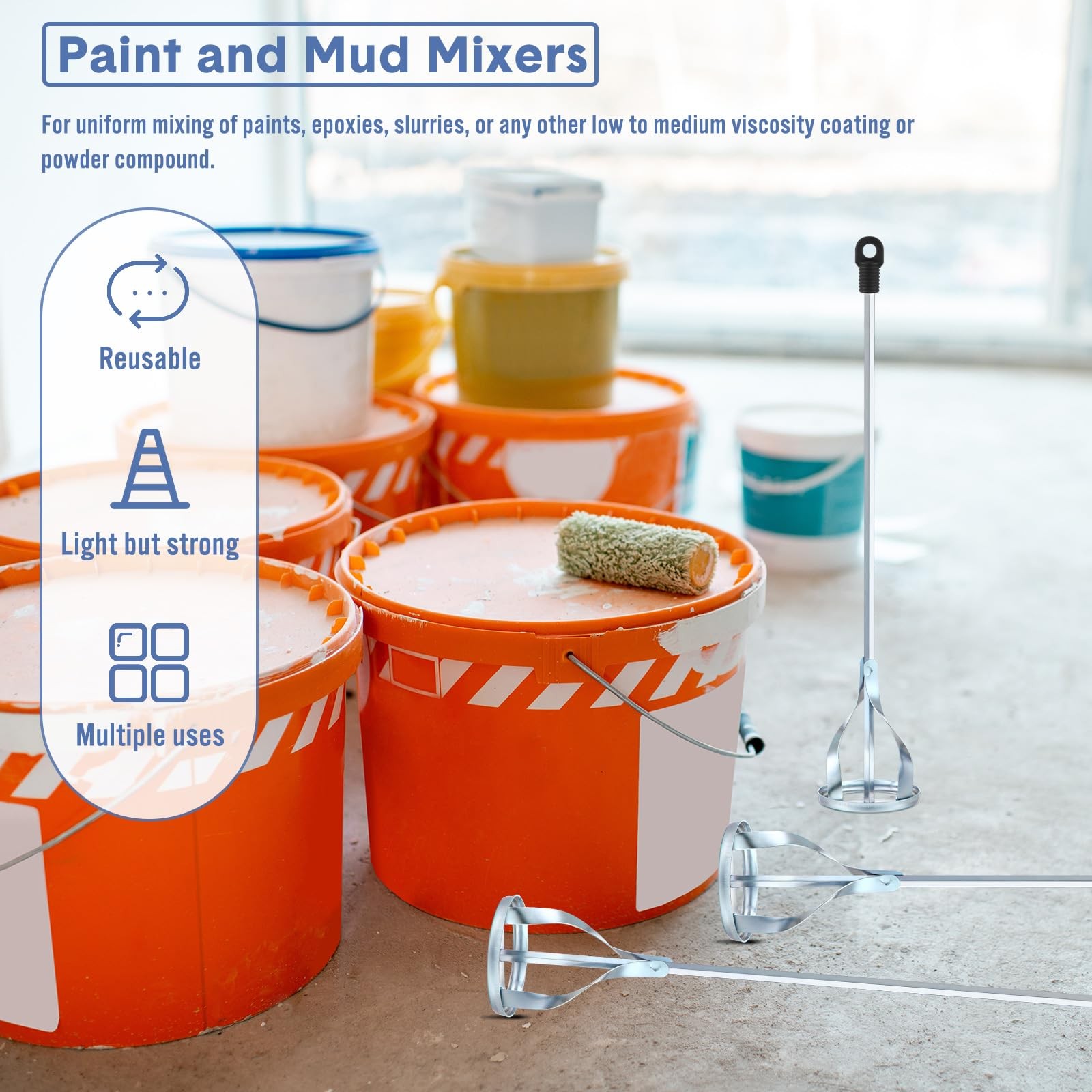 3 Pcs Paint Mixer for Drill 5 Gallon Paint Stirrer for Drill, 1 to 5 Gallon B…