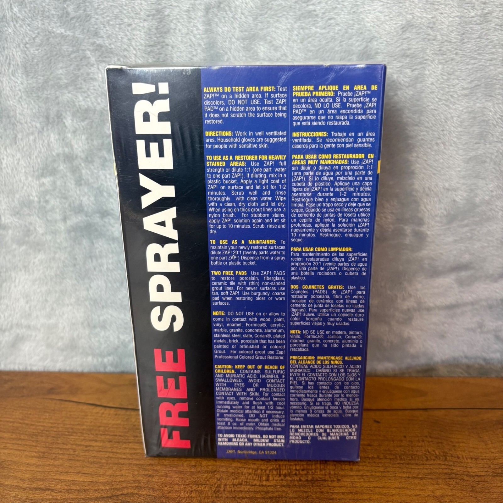 Zap Professional Porcelain Fiberglass Tile & Grout Restorer & Free Sprayer 12oz