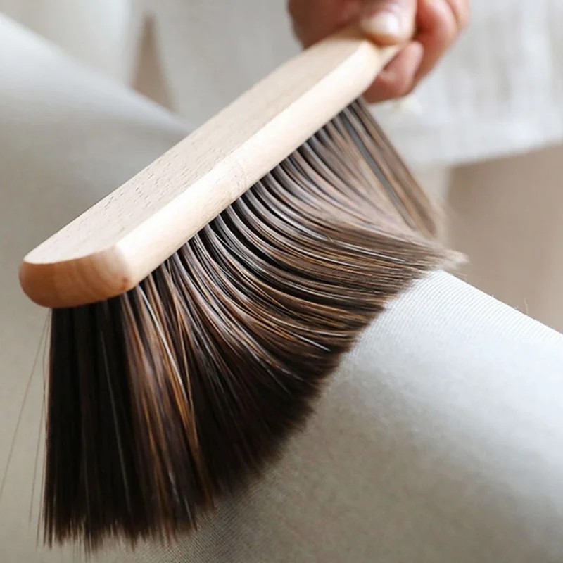 Natural Wood Bristle Cleaning Brush Anti Static Coffee Grinder Desktop Broom 1/2