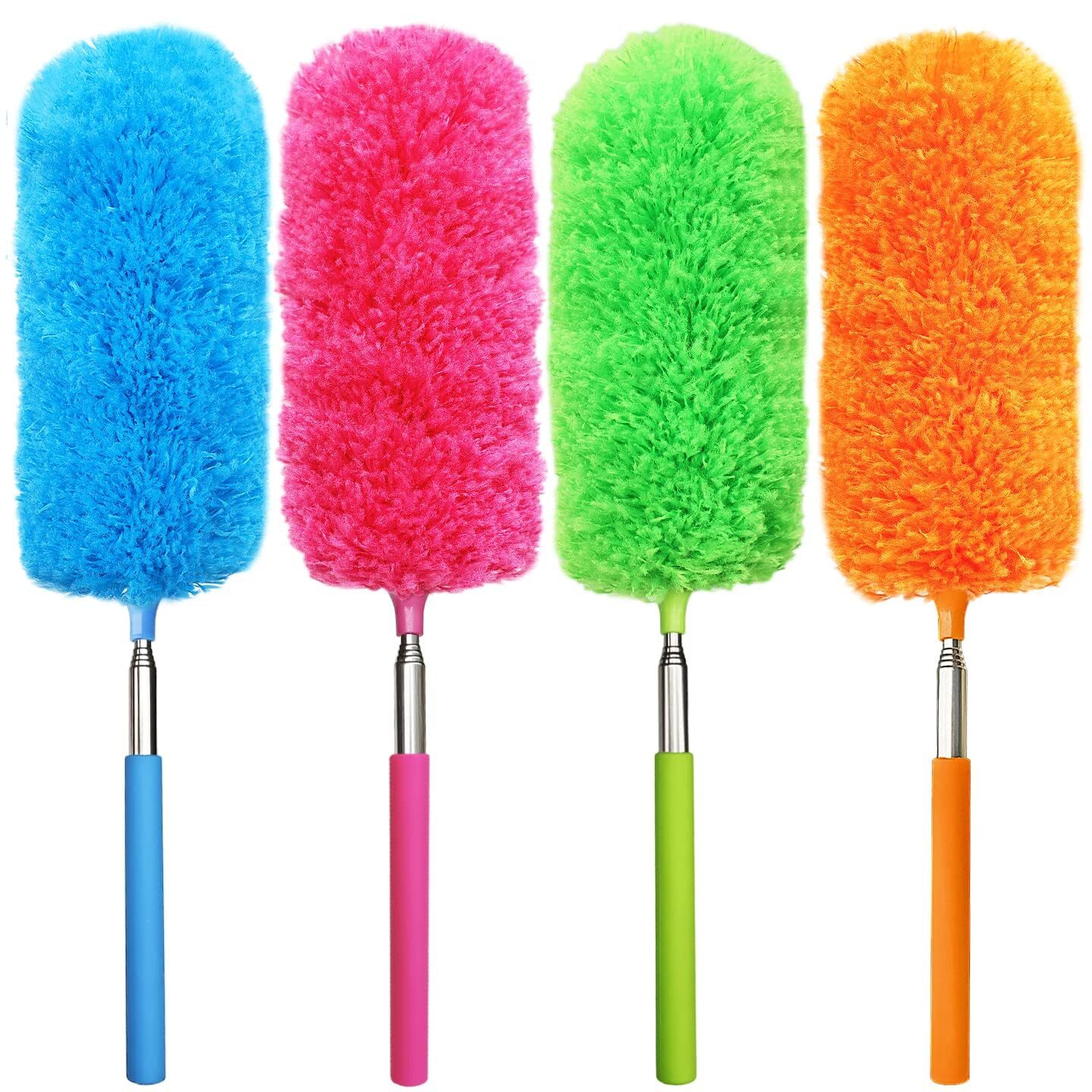 4 Pack Washable Microfiber Feather Duster with Extendable Pole for Car Office