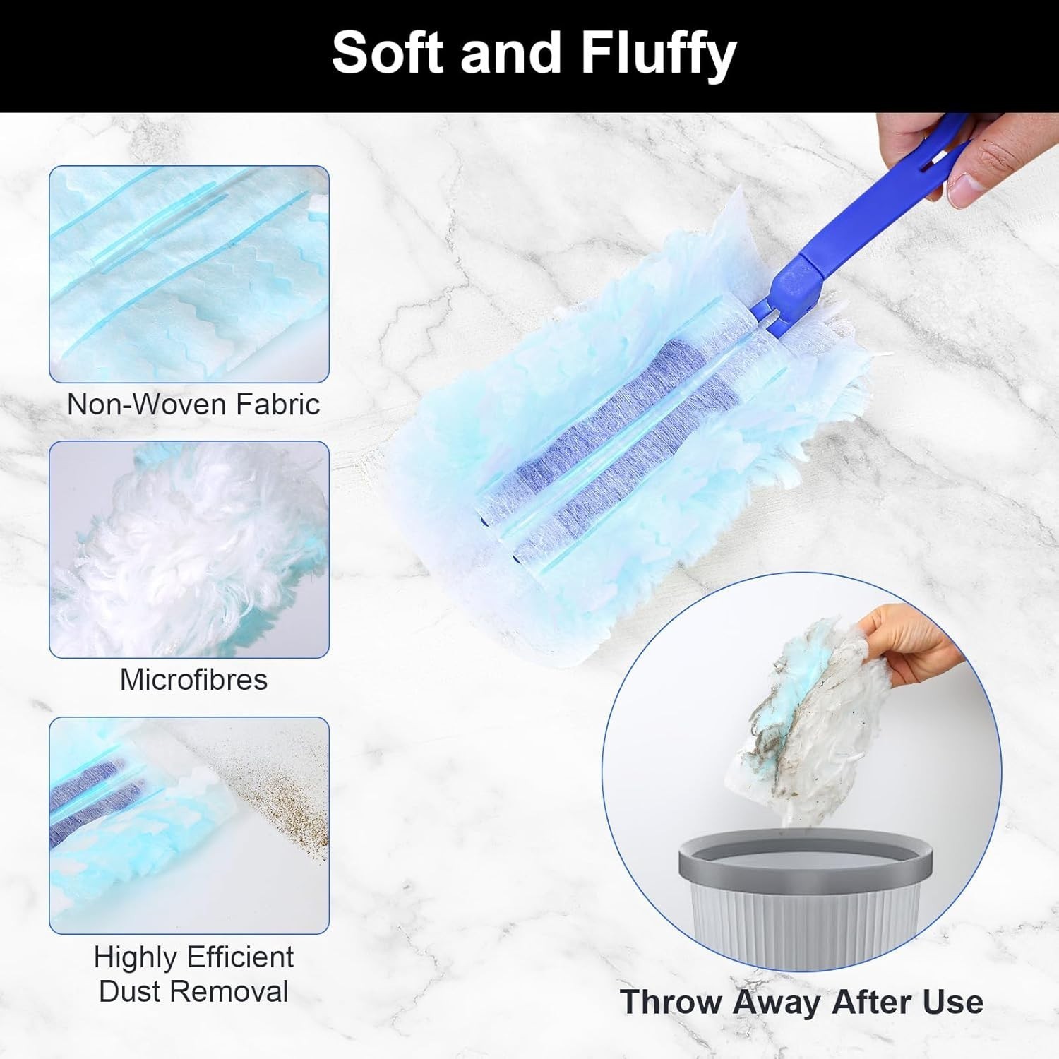 32 Pcs Dust Magnet Fluffy Duster Refill with Handle Telescopic Wand​…