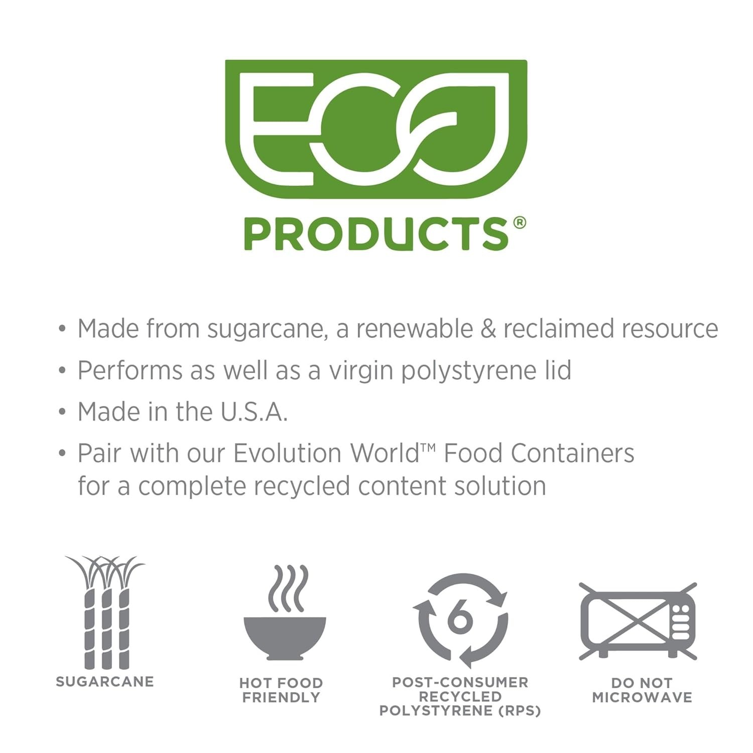 Eco-Products Recycled 12-32oz Food Bowl Recycled Lids, Case of 500, Dome Cover