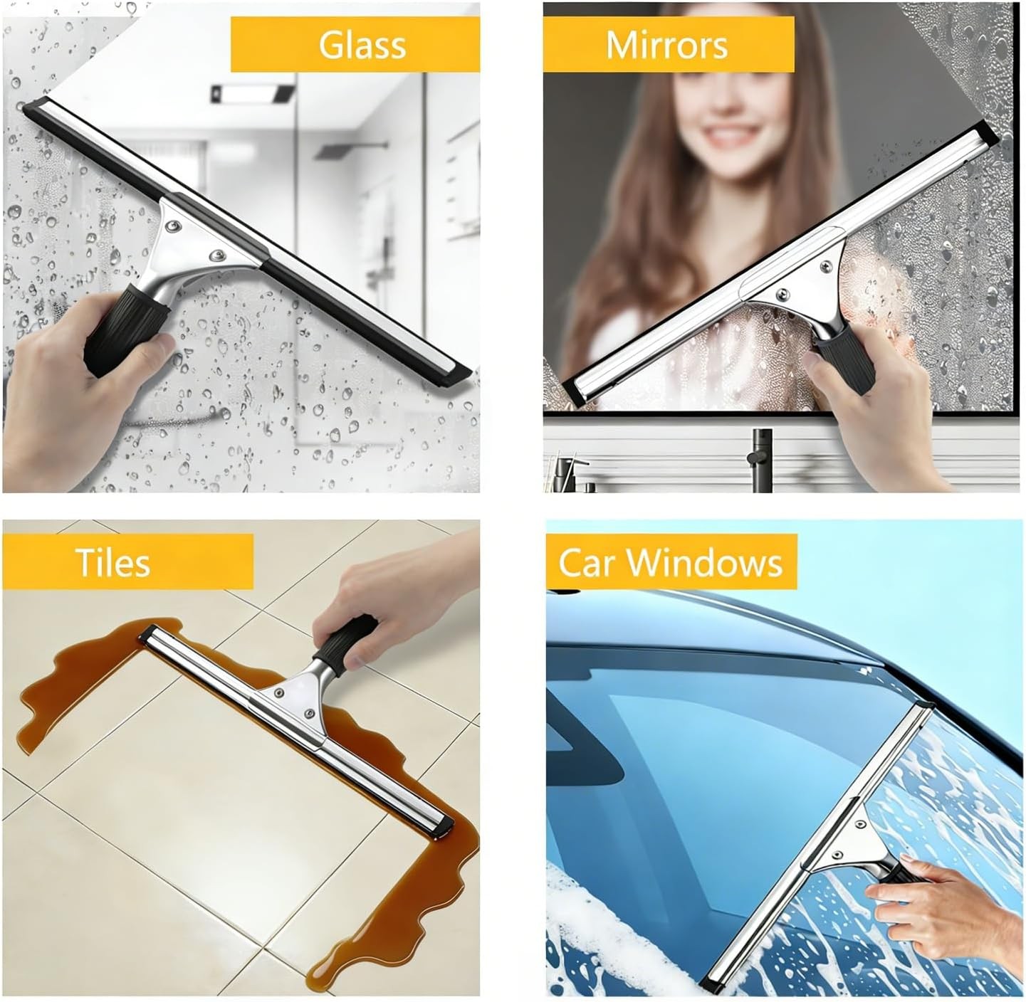 14-inch Squeegee for Shower Glass & Window Cleaning, Professional Stainless