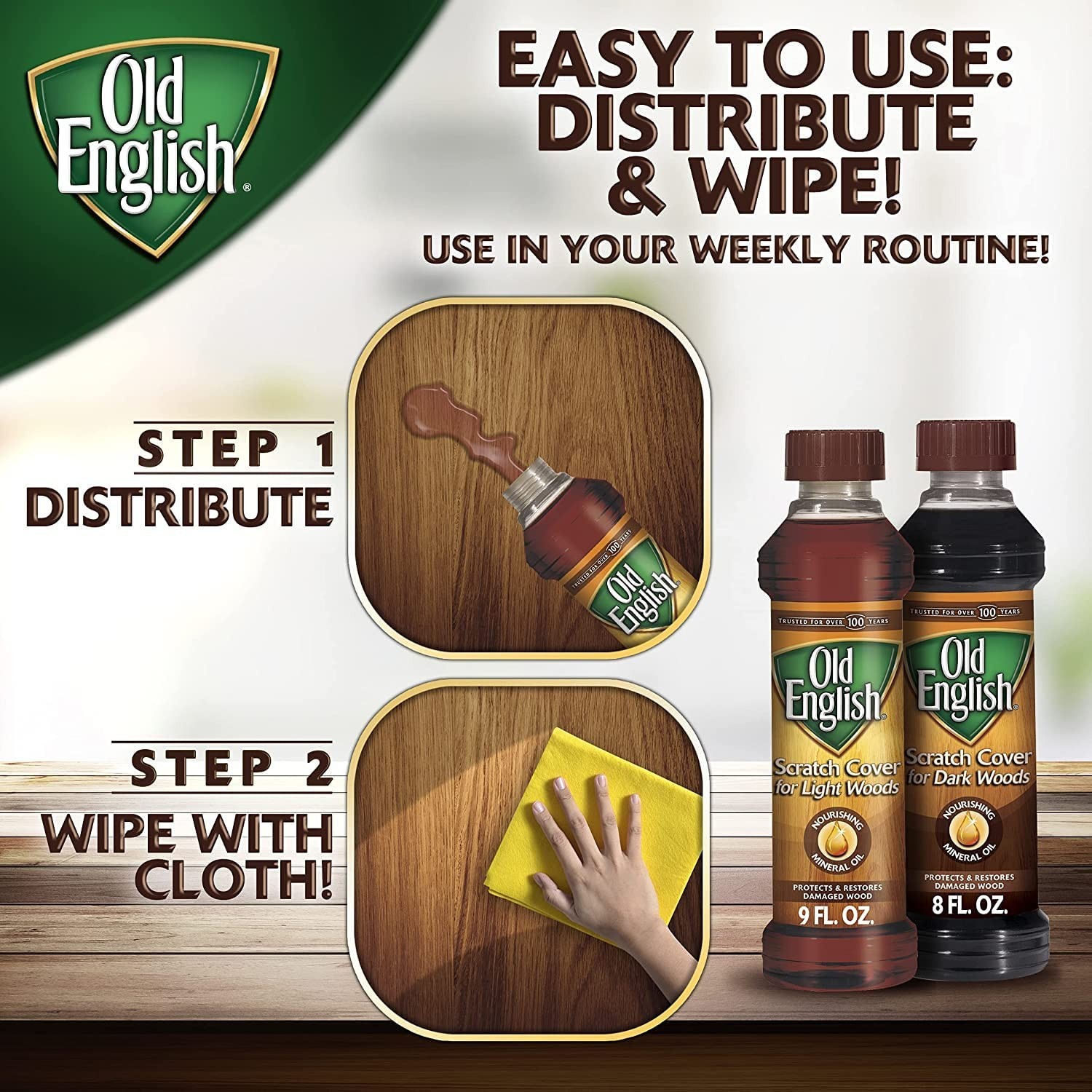 Old English Scratch Cover For Dark Woods Polish 8 oz (Pack of 3)