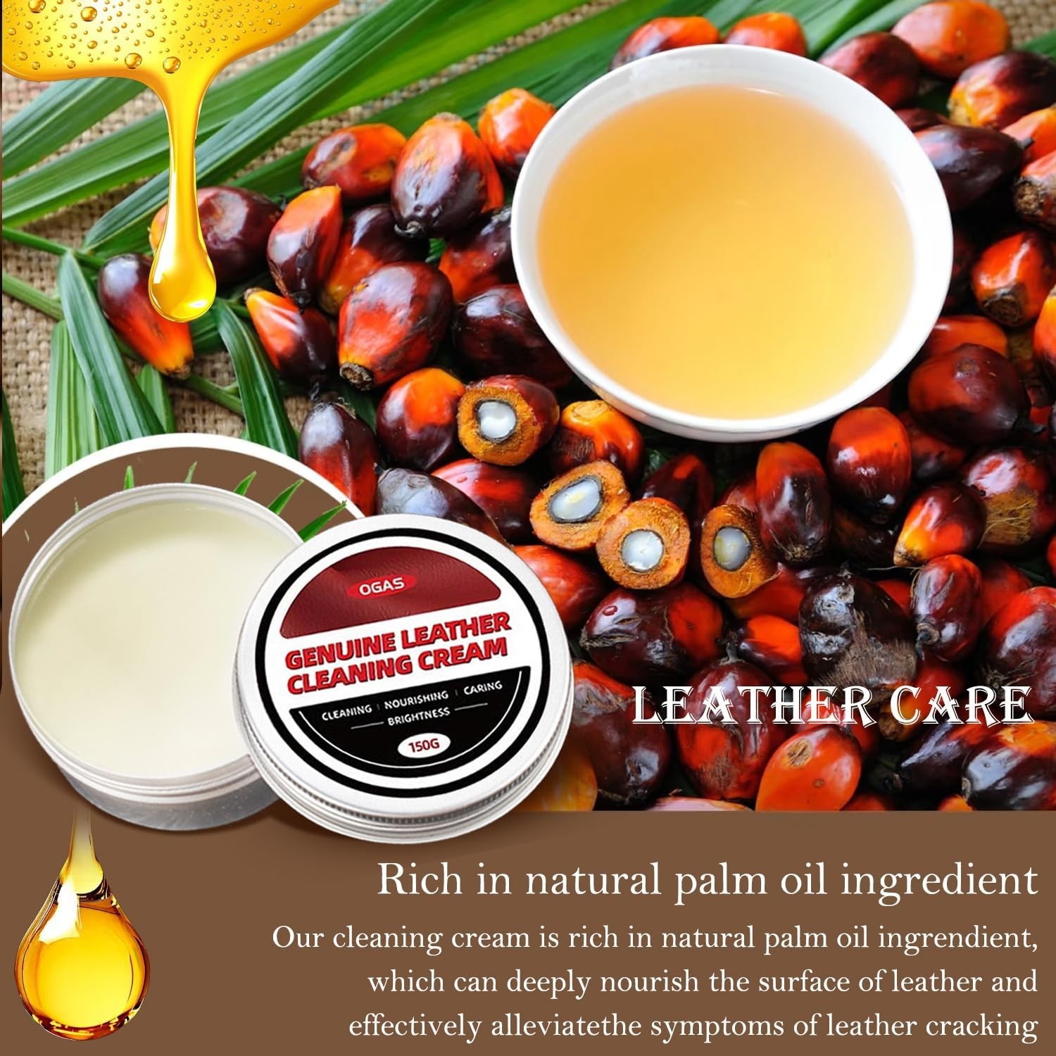 Leather Cleaner and Conditioner, Cleaning & Recoloring Cream for Leather Furnitu