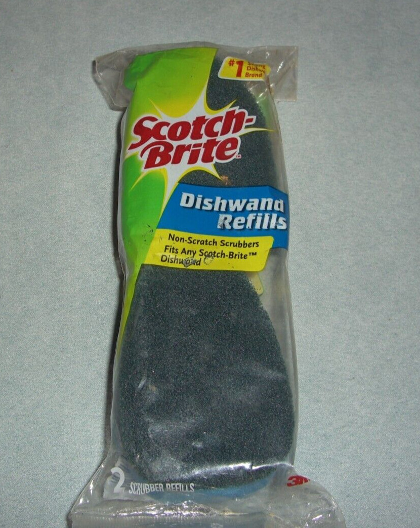 2 Pack Scotch-Brite Dishwand Refill ~ 2 Ct Non-Scratch Scrubbers NEW