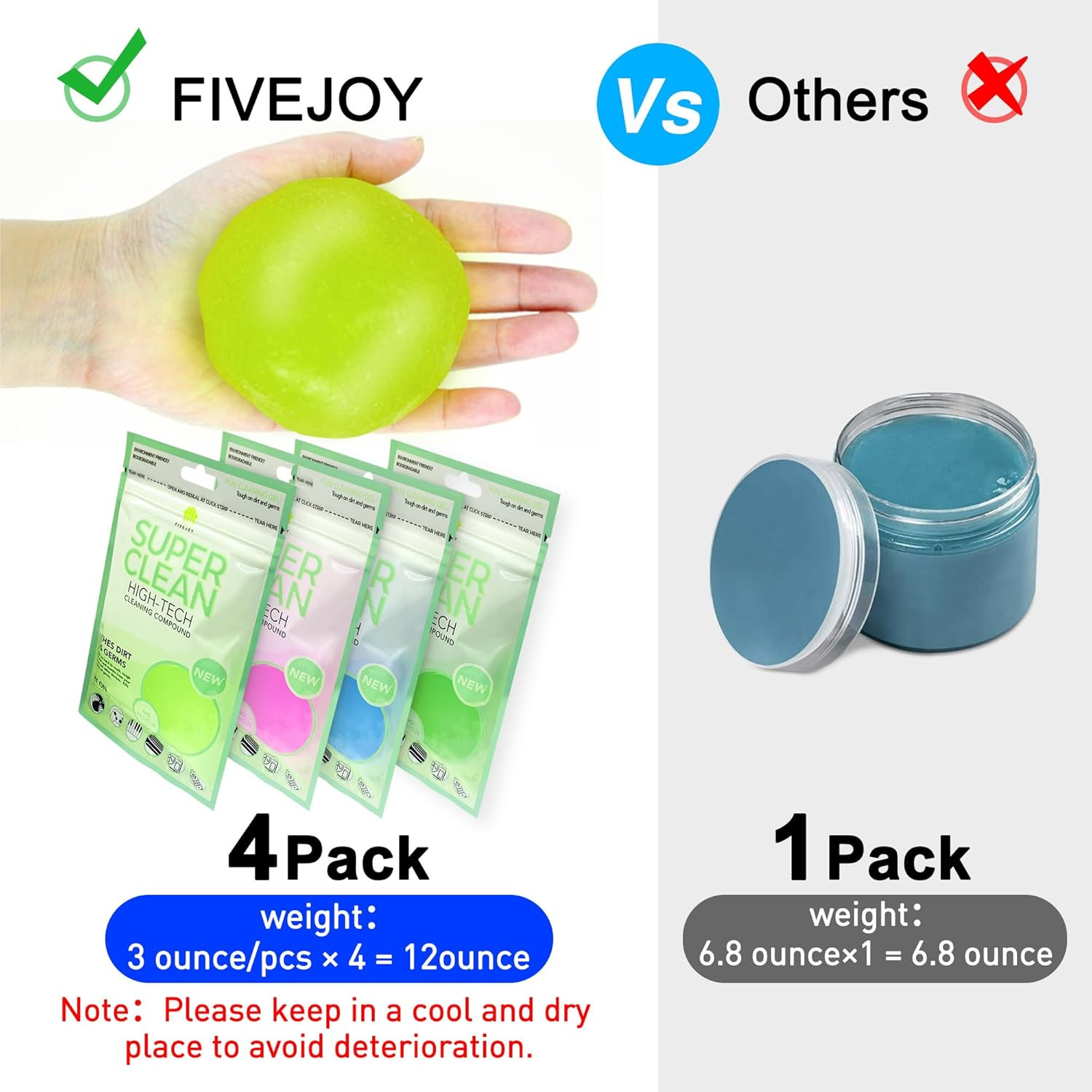 Car Cleaning Gel 4 Pack Auto Detailing Putty Keyboard Cleaner