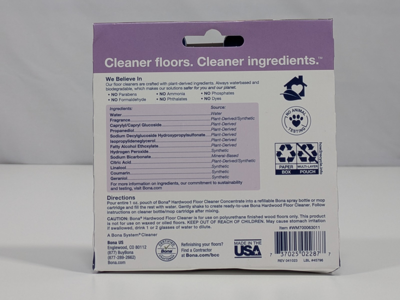 Bona Hardwood Floor Cleaner Concentrate, Lavender Thyme Scent, 1 Fl Oz, 4-Pack
