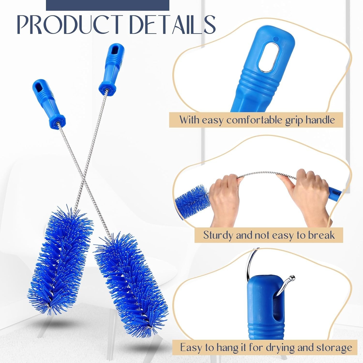 Flexible Drain Brush Set – Blue, 19.7 Inch