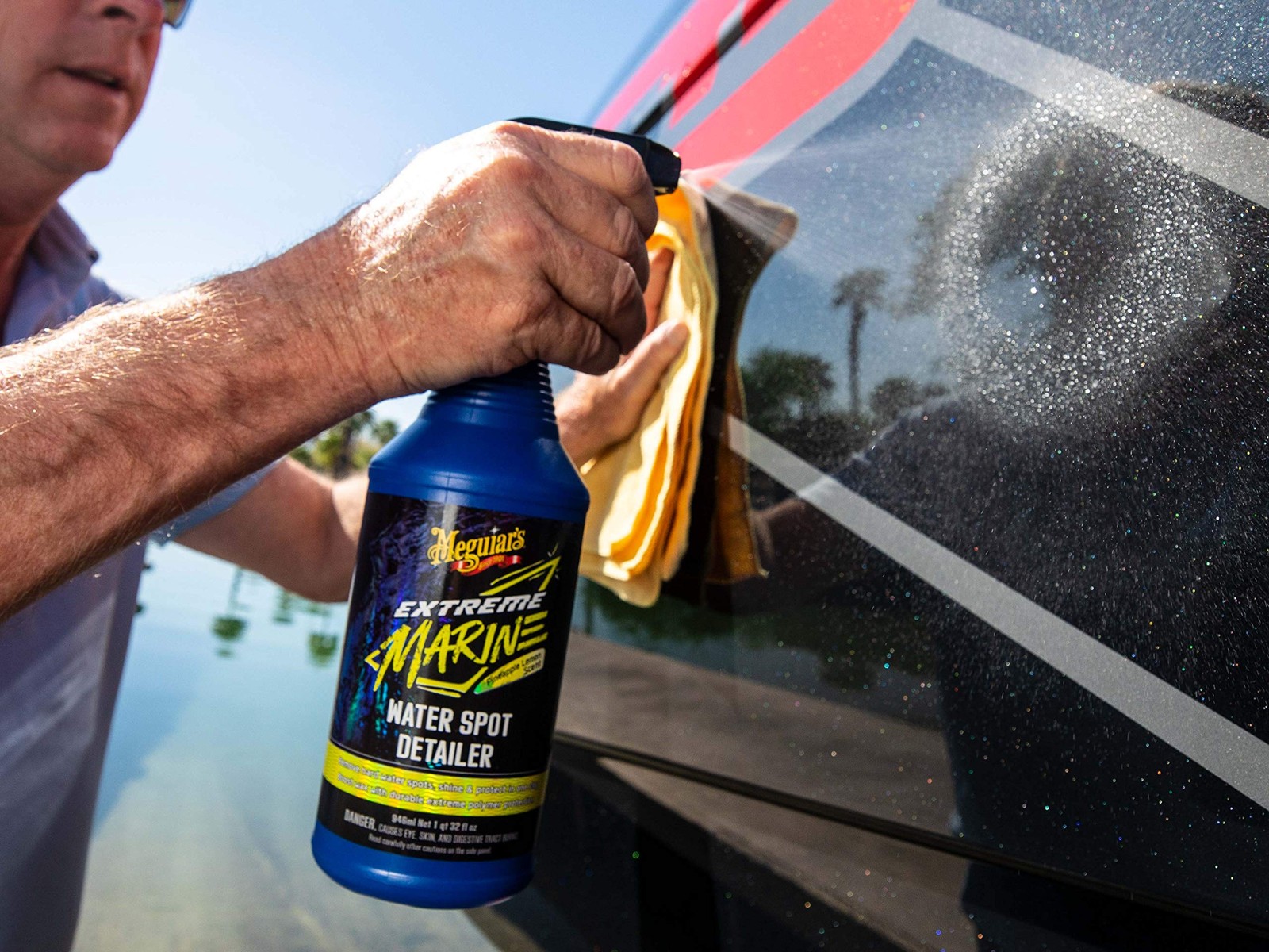 Meguiars 32 Oz Marine Water Spot Remover And Detailer Safe Spray Shine 1 Pack